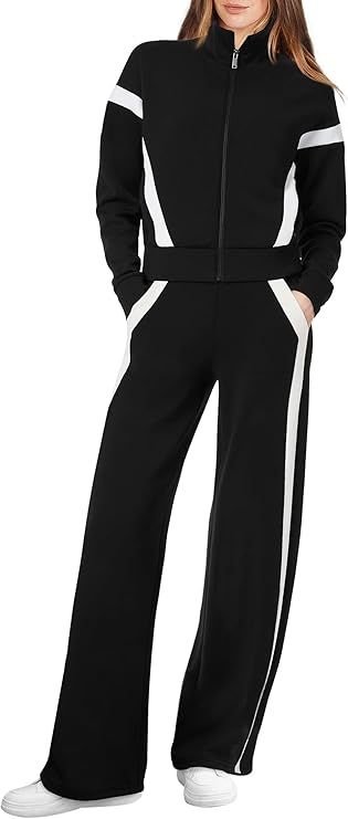 XIEERDUO Lounge Sets for Women 2024 Sweatsuit 2 Piece Outfits Sweatshirt Wide Leg Sweatpant Track... | Amazon (US)