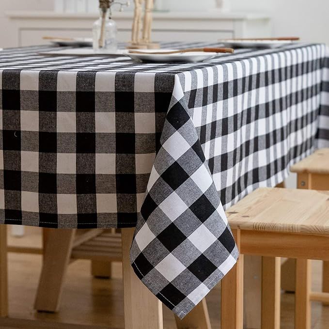 Aquazolax Black and White Buffalo Check Tablecloths Country Farmhouse Square Table Covers for Fam... | Amazon (US)