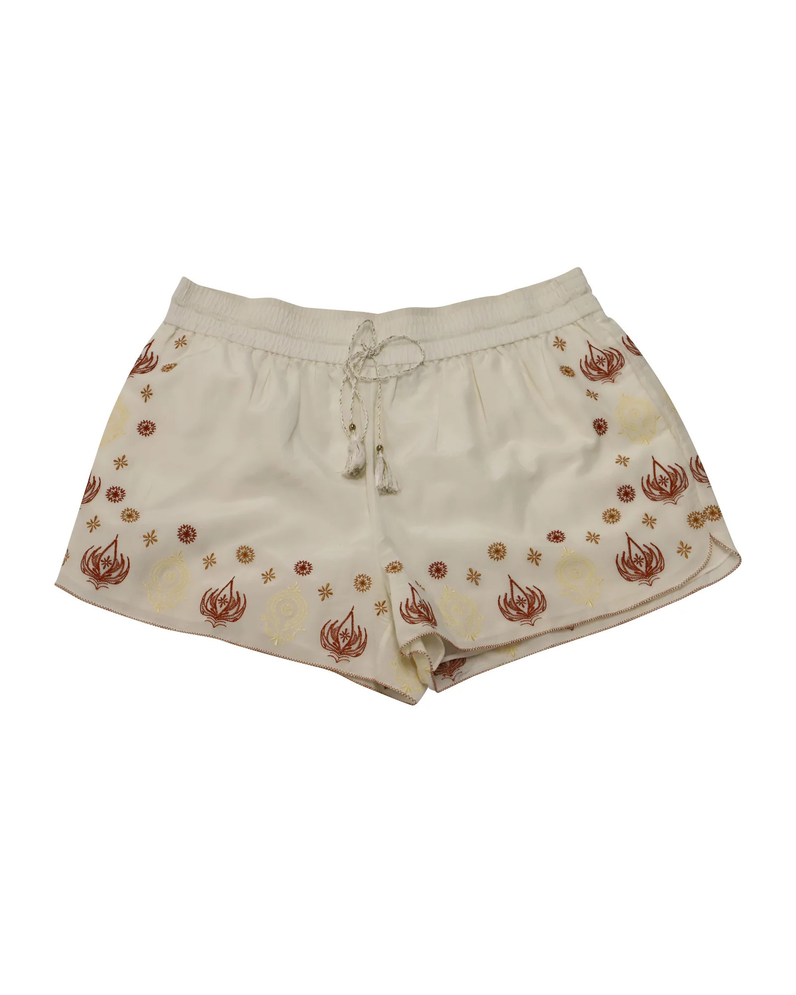 Rachel Zoe Stephanie Embroidered Shorts in Ivory Cotton Silk | Shop Simon