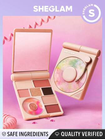 SHEGLAM Vinyl Pop Color Palette-Rose Sonata 9-Color Shimmer Matte Eyeshadow Palette Rose Pearlesc... | SHEIN