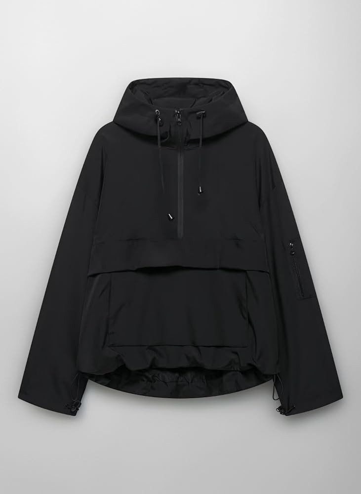 Women's Half Zip Pullover Jacket Casual Waterproof Long Sleeve Hooded Coats Outdoor Sport Travel ... | Amazon (UK)