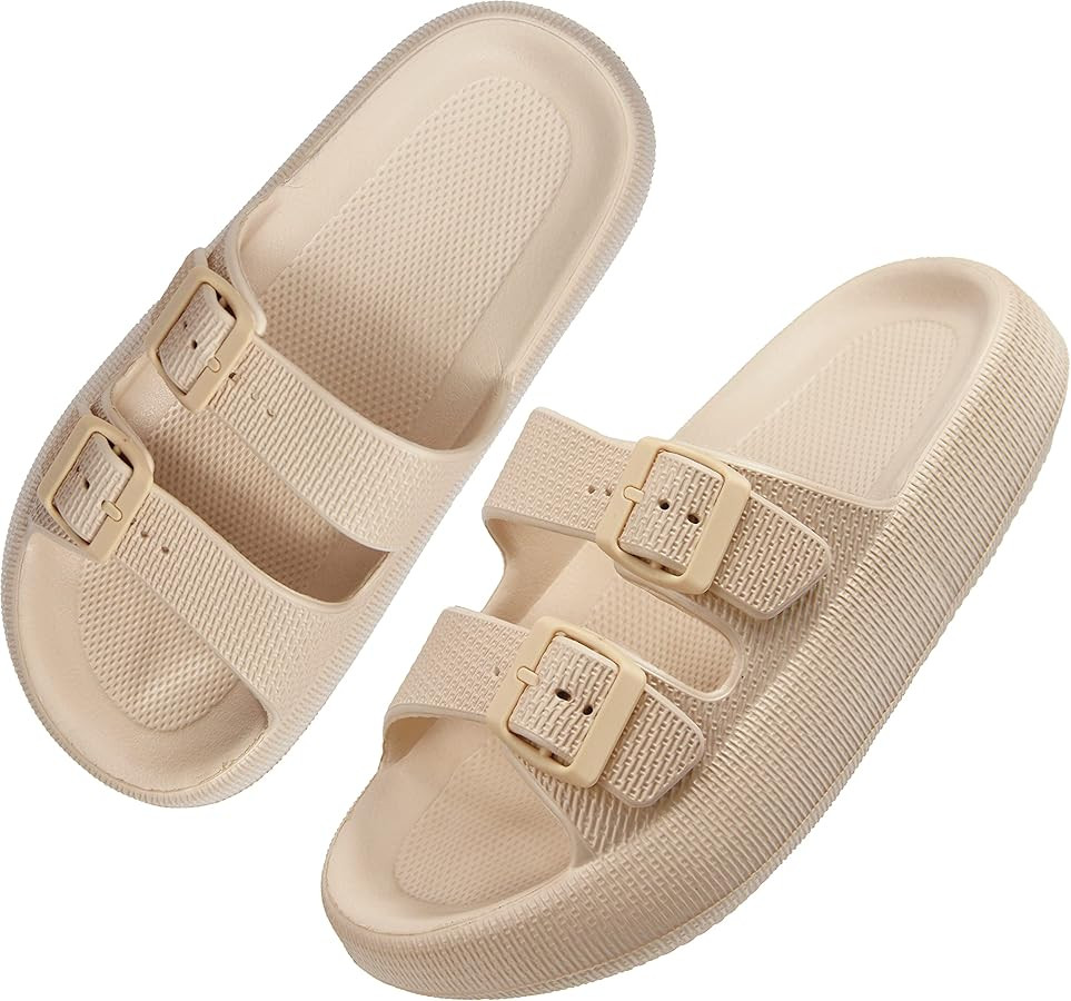 BenSorts Pillow Sandals for Women Men Thick Sole Adjustable Buckles EVA | Amazon (US)