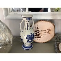 Vintage Delfts Blue Vase, Made in Holland, Delfts Blue Handgemaakt, Double Handle 10"" Pedestal Hand | Etsy (US)