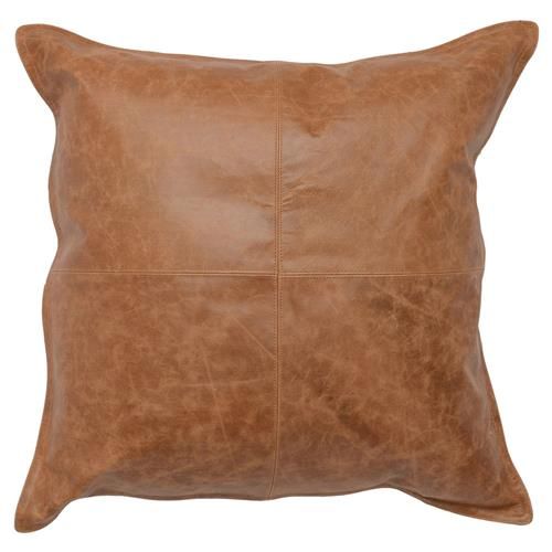 Selene Modern Classic Chestnut Brown Leather Throw Pillow - 22x22 | Kathy Kuo Home