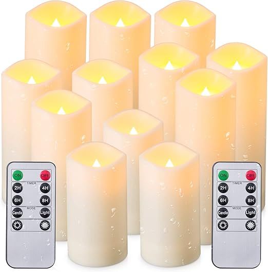 Enpornk Flameless Candles Led Candles Pack of 12 Battery Candles (D2.15'' x H4''5''6''7'') Waterp... | Amazon (US)