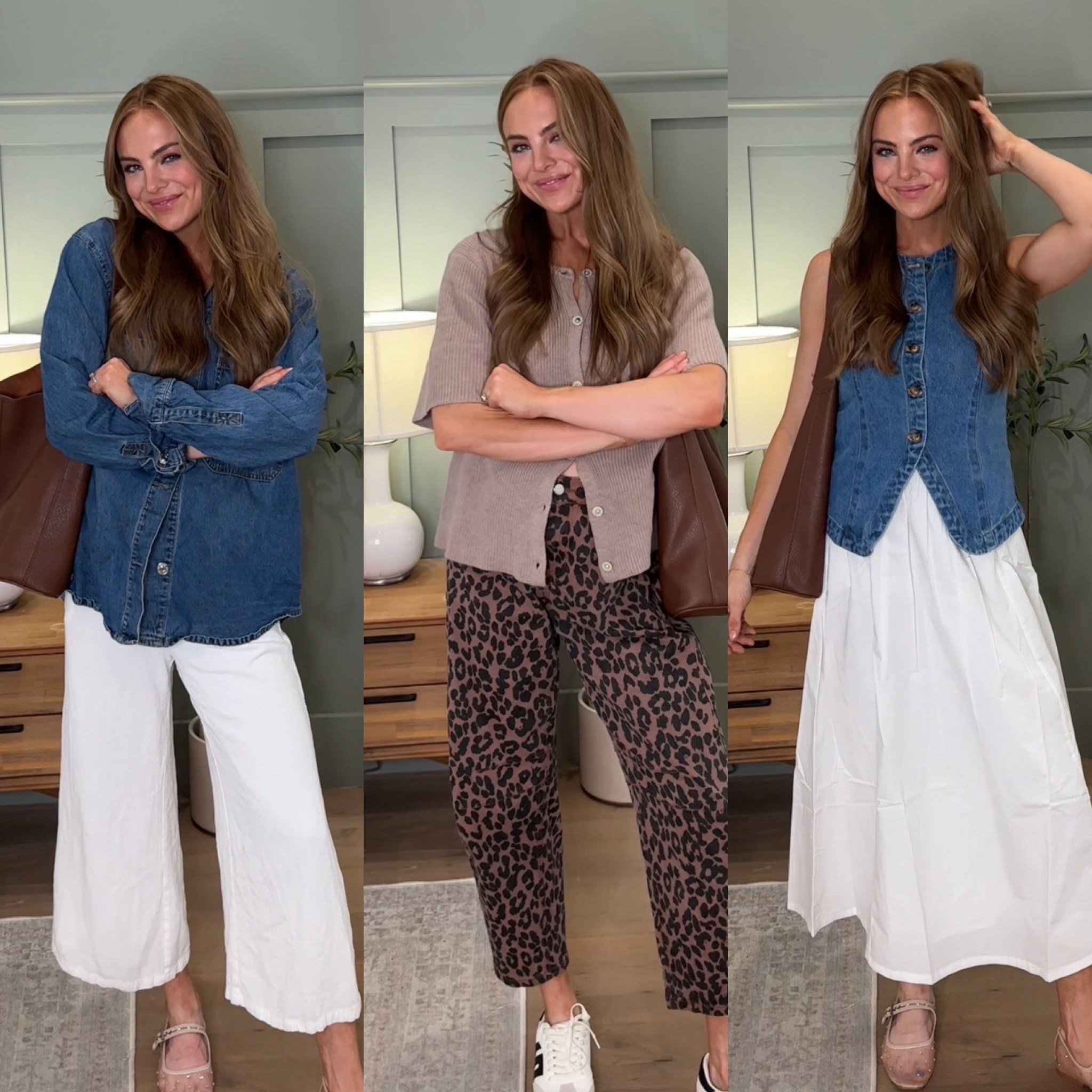 Amazon fall fashion outfit inspo pre fall transitional outfit inspo ideas leopard barrel jeans pants white linen pants dress white linen skirt denim vest affordable flats cute 

#LTKStyleTip