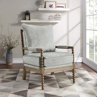 Fletcher Spindle Chair in Fabric with Brushed Charcoal Finish | Overstock.com Shopping - The Best... | Bed Bath & Beyond