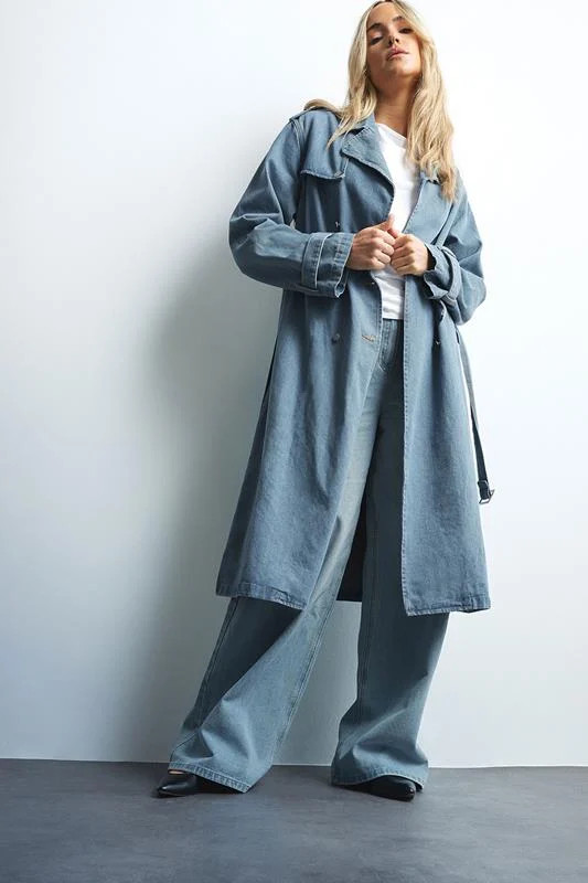 LTS Tall Light Blue Denim Trench Coat | Long Tall Sally