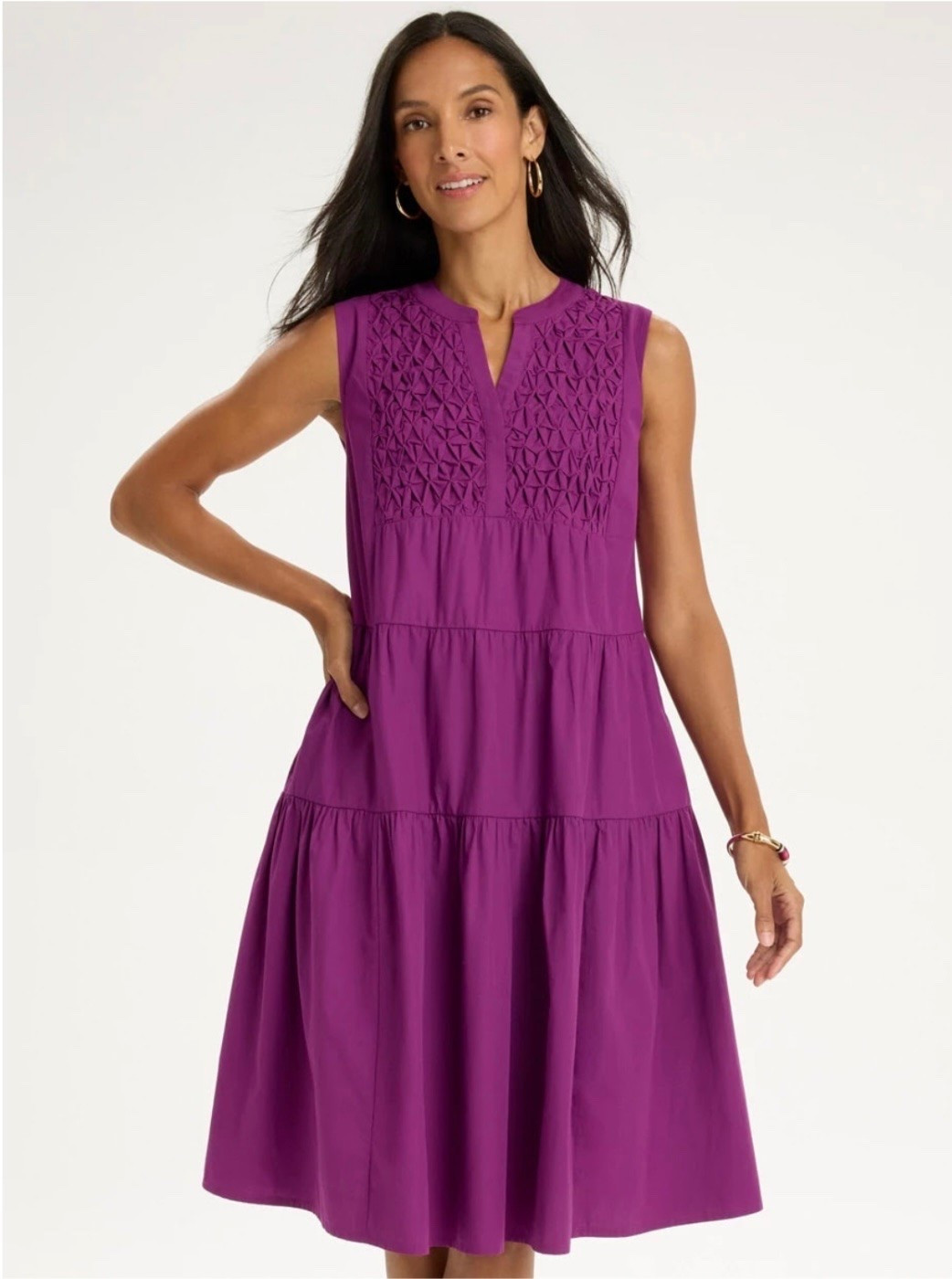 Under $100 This dress with shirred tiered skirt, smocked inset front yoke, and a split neckline with concealed buttons.
Chico’s Customer favorite, luxe, lightweight, and lavish poplin cotton fabric.
I am 5’7” and 132 lbs and I wear a size 0 in Chico’s unique sizing.

#LTKgrwm #LTKOver40 #LTKWorkwear
