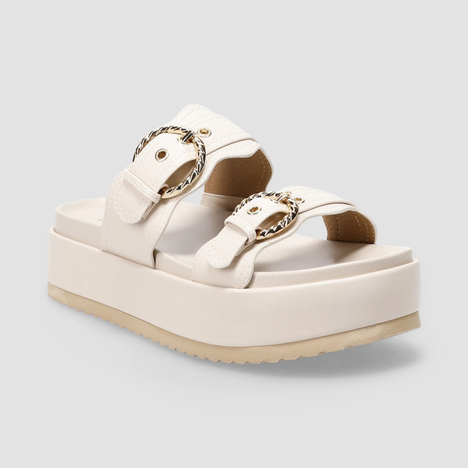 LC Lauren Conrad Headasa Women's Two Strap Buckle Platform Sandals, Size: 6.5, Ivory | Kohl's