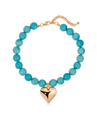 ETTIKA Chunky Beaded Turquoise Gold Heart Necklace - Macy's | Macy's