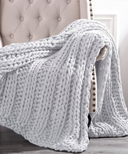 Silver Chunky Knit Throw | Zulily