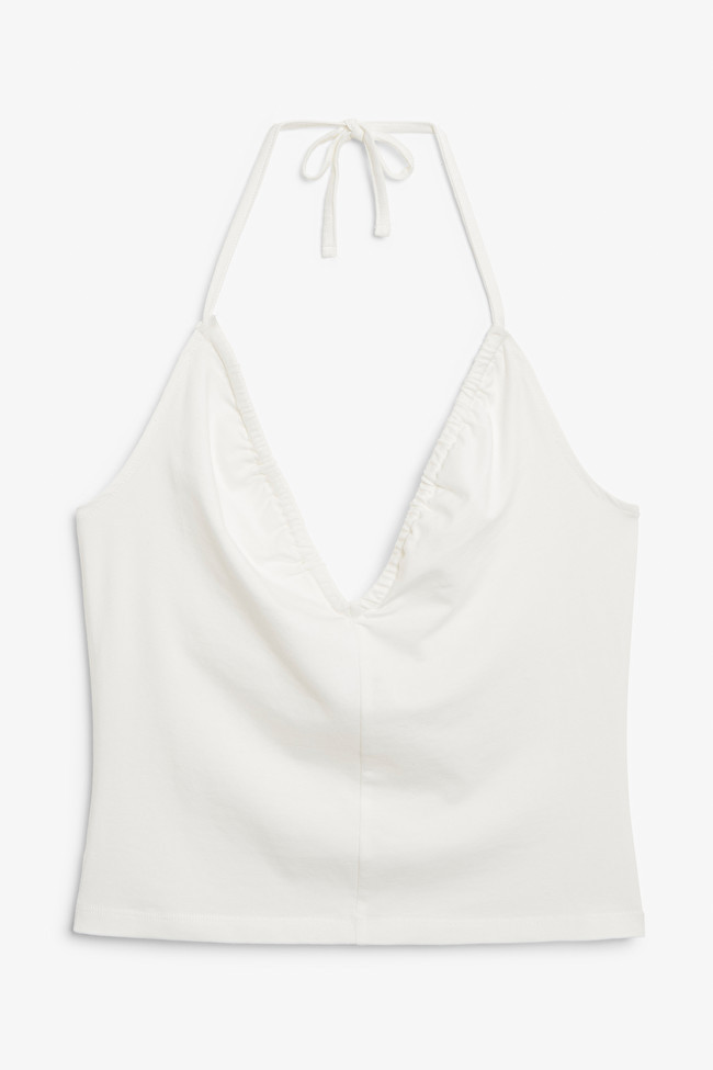 Cropped white singlet with necktie | Monki (DE)