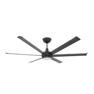 es6 - Smart Indoor/Outdoor Ceiling Fan, 72 in. Diameter, Black, Universal Mount with 7 in. Ext Tu... | The Home Depot