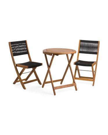 Indoor Outdoor Rope And Acacia Wood Bistro Set | TJ Maxx