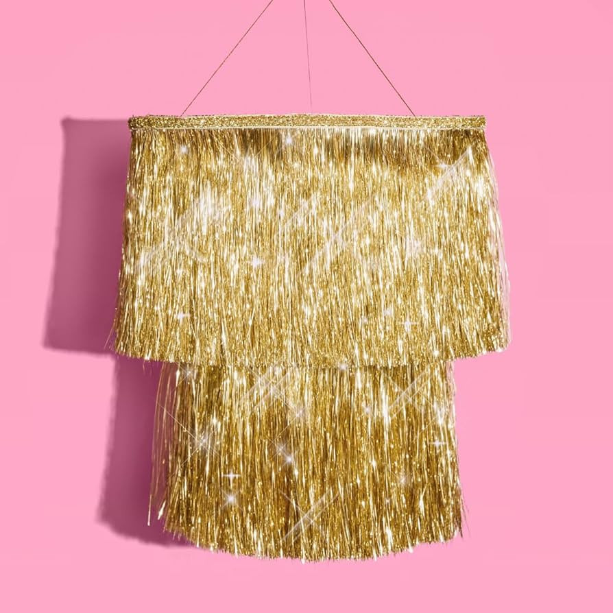 xo, Fetti Gold Fringe Tinsel Chandelier | 16" | Bachelorette Party Decorations, Birthday Photo Bo... | Amazon (US)
