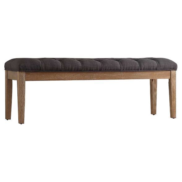 Beechhurst Button Tufted Bench Wood Charcoal - Inspire Q | Target