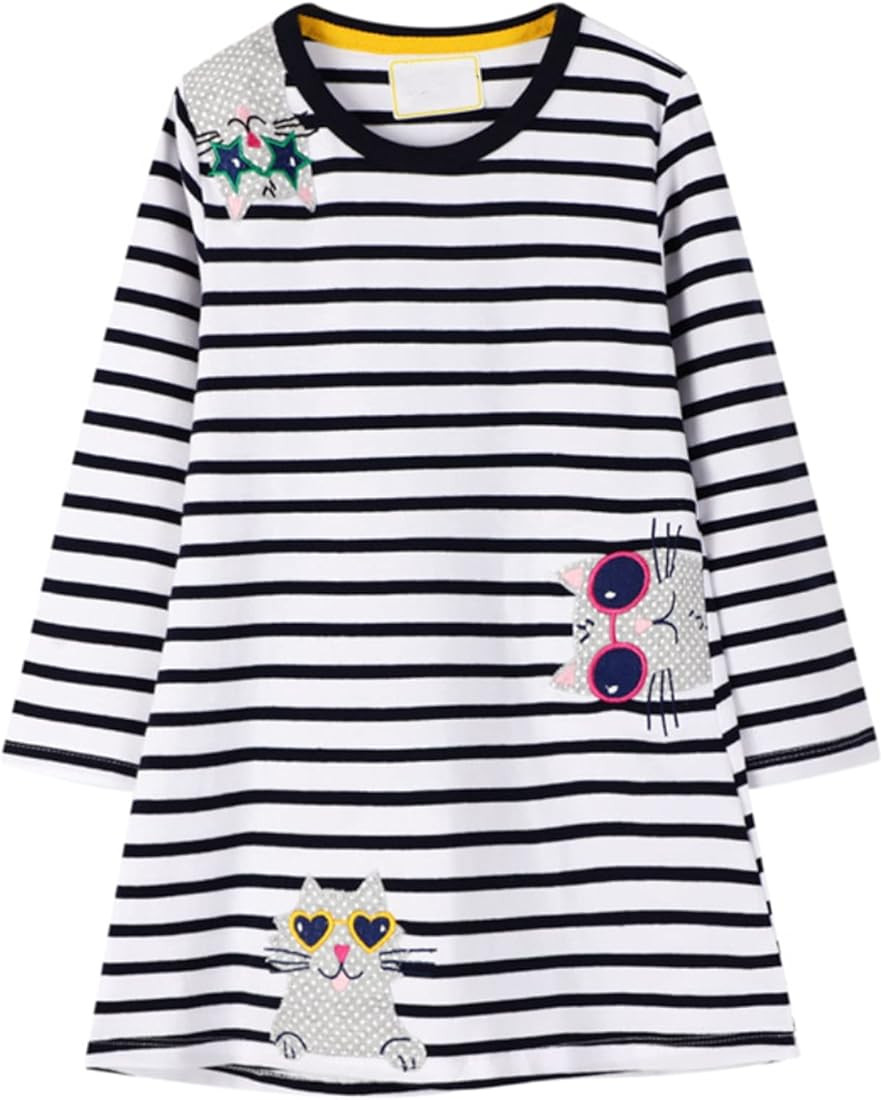 HILEELANG Toddler Girl Dress Long Sleeve Winter Christmas Clothes Cotton Casual Playwear Basic Tu... | Amazon (US)