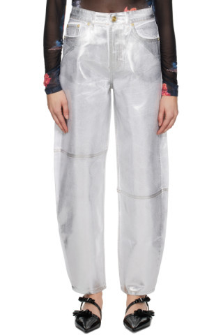 GANNI - Silver Stary Jeans | SSENSE