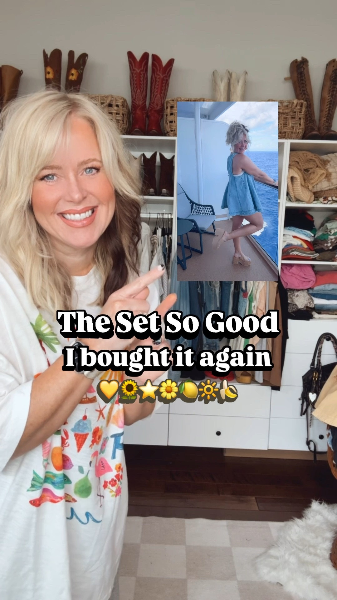 This denim set is SO CUTE! I got it last year in light denim and found it the other day in this yellow color. I wear my true size medium in it. 
👉🏼I also linked a look for less. 
These Crocs are so comfy and I love these fun flower jibbitz! 🌼

#LTKOver40 #LTKootd #LTKgrwm