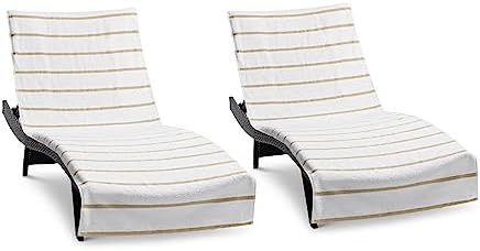 Arkwright Las Rayas Chaise Lounge Cover Towel with Pocket - Pack of 2 - Striped 100% Cotton Caban... | Amazon (US)