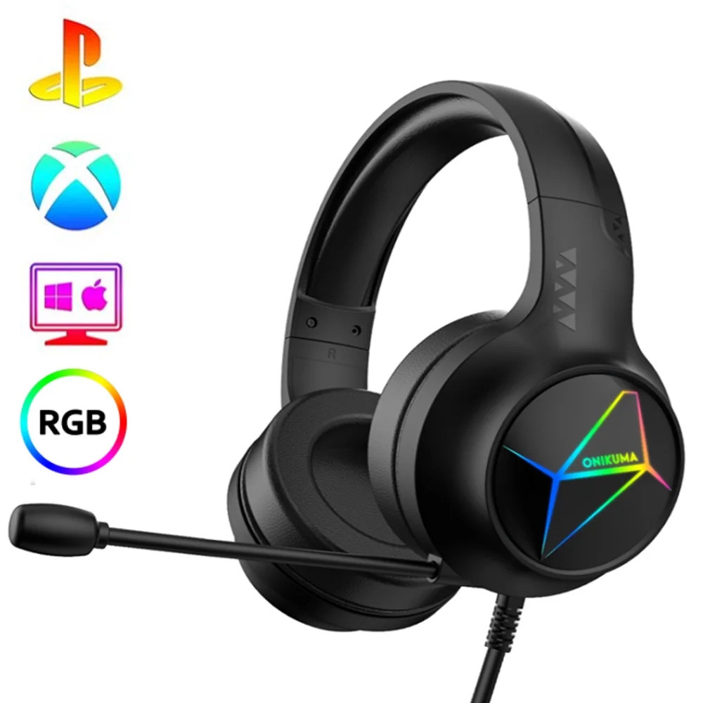 ONIKUMA X35 Gaming Headset, Stereo Bass Surround RGB Noise Cancelling Over Ear Headphones, for PS... | Walmart (US)