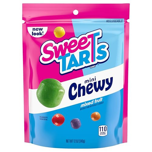 SweeTARTS Mini Chewy Candy, Mixed Fruit Flavors (Cherry, Grape, Lemon, Apple & Orange), Sweet & Tart Chewy Candy, 12 oz Bag | Amazon (US)