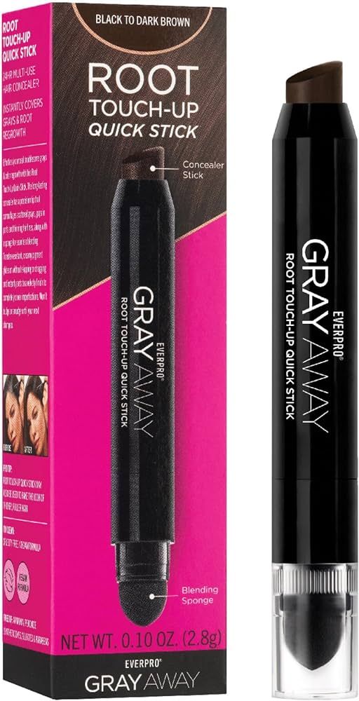 EVERPRO Gray Away Root Touchup Quick Stick, Black/Dark Brown, 0.1 Oz | Amazon (US)