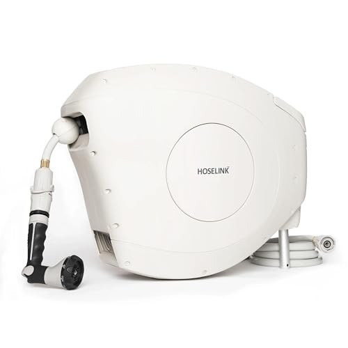 HOSELINK Classic Beige 100ft Automatic Retractable Garden Hose Reel, 1/2" UV-Stabilized Kink-Free Hose, Wall Mounted Complete Watering Solution for Backyard, Garden & Outdoor | Amazon (US)