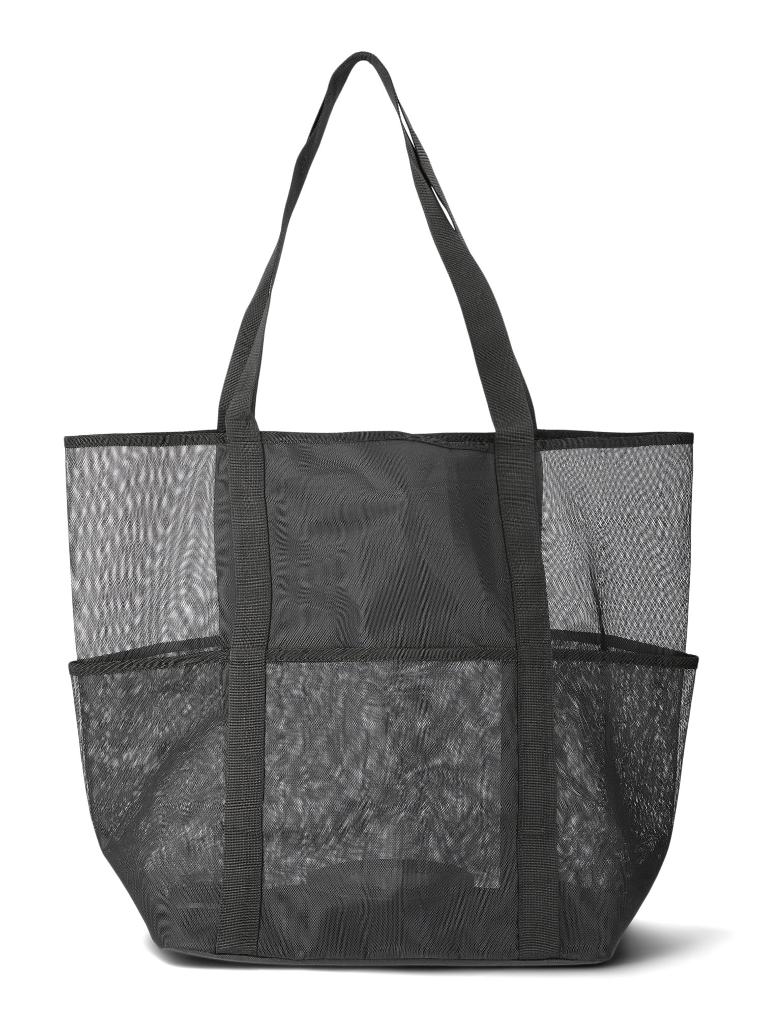 No Boundaries Mesh Beach Tote Bag, Women's, Rich Black - Walmart.com | Walmart (US)