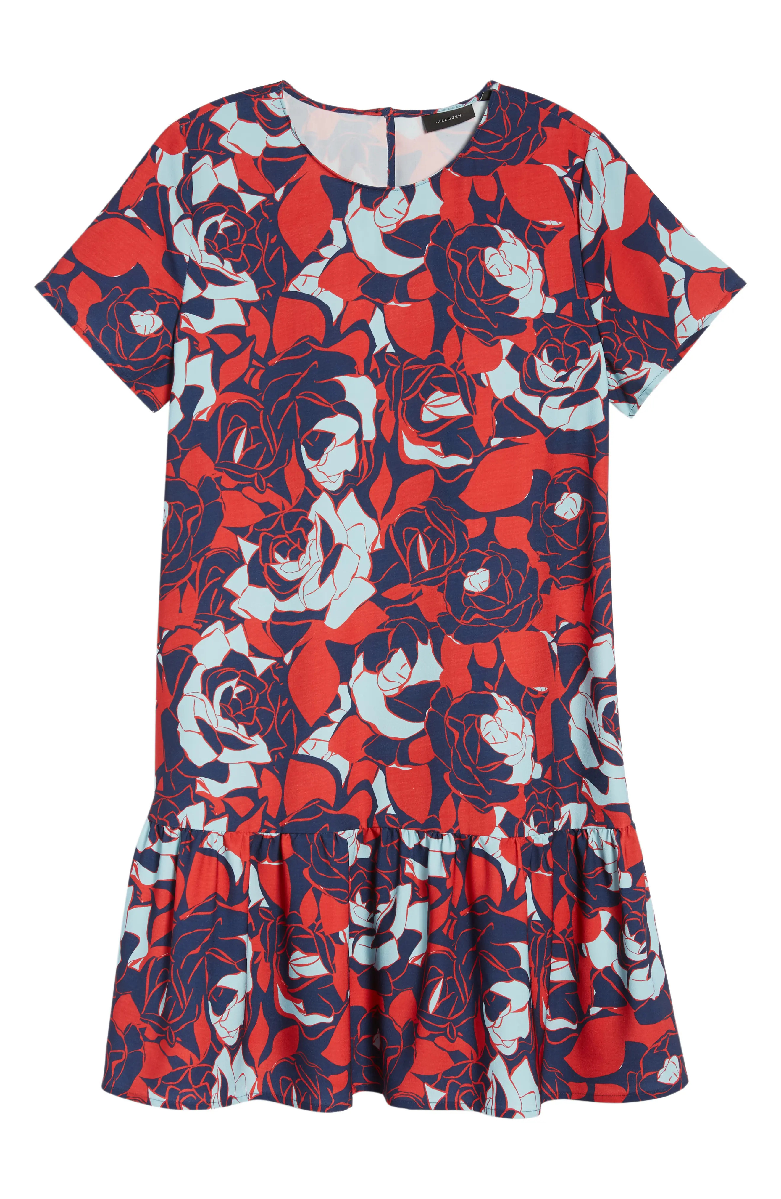 Halogen® Short Sleeve Ruffle Hem Dress (Regular & Petite) | Nordstrom