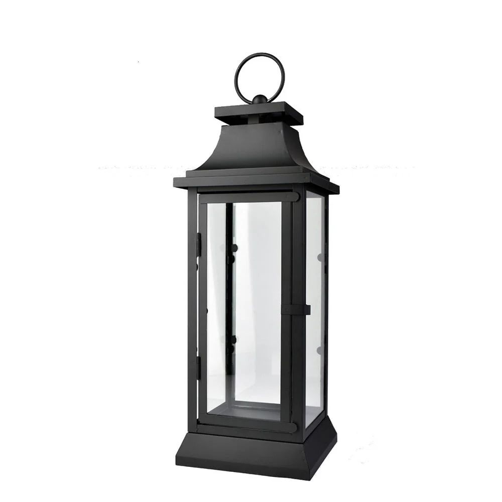 Serene Spaces Living Black Hurricane Lanterns with Clear Glass Panels, Home Decor, Set of 4 | Walmart (US)