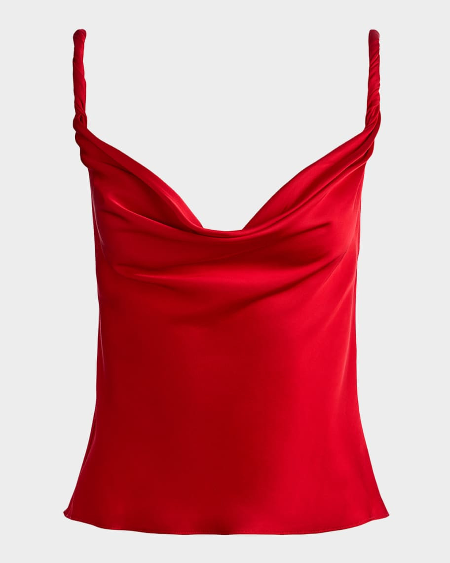 ALICE + OLIVIA Monique Twist Strap Cowl-Neck Blouse | Neiman Marcus