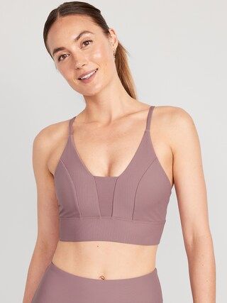 Light Support PowerSoft Textured-Rib Sports Bra for Women | Old Navy (US)