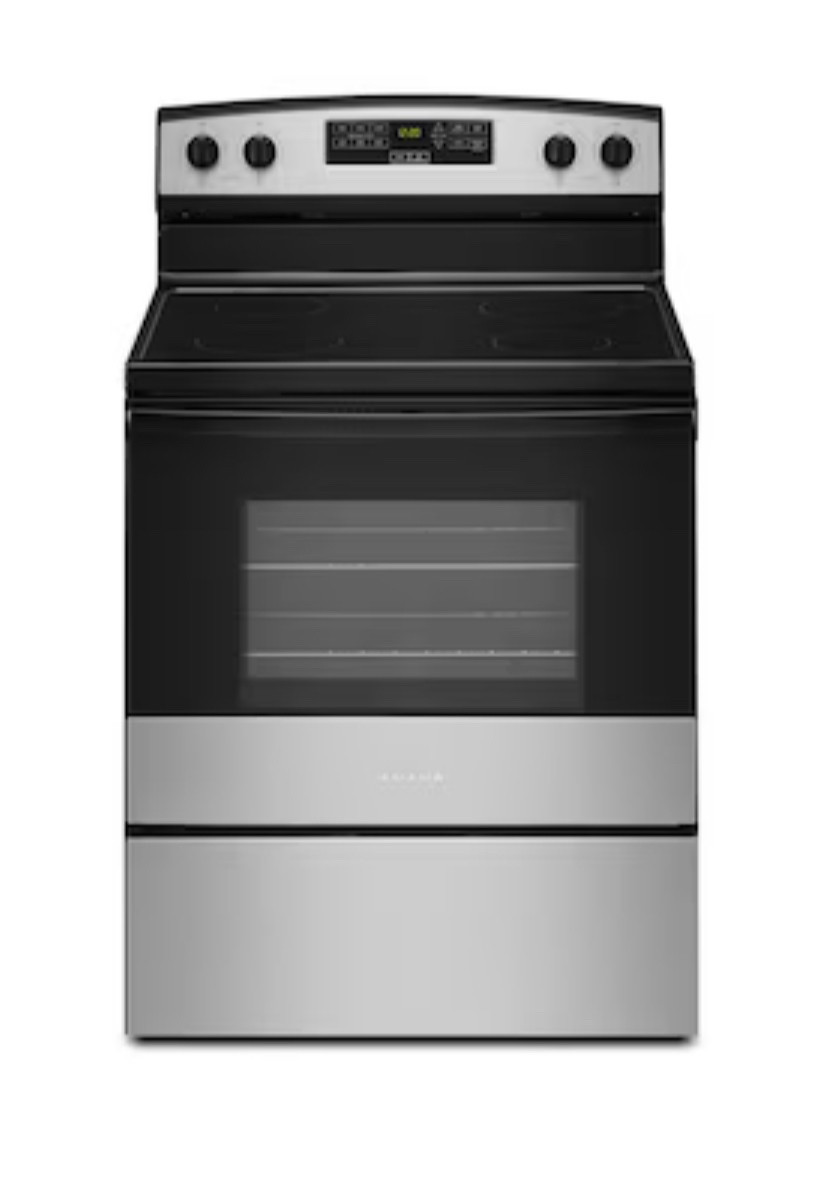 Amana 30-in Glass Top 4 burners 4.8-cu ft Freestanding Electric Range Stainless Steel )

#LTKFamily #LTKHome #LTKSaleAlert