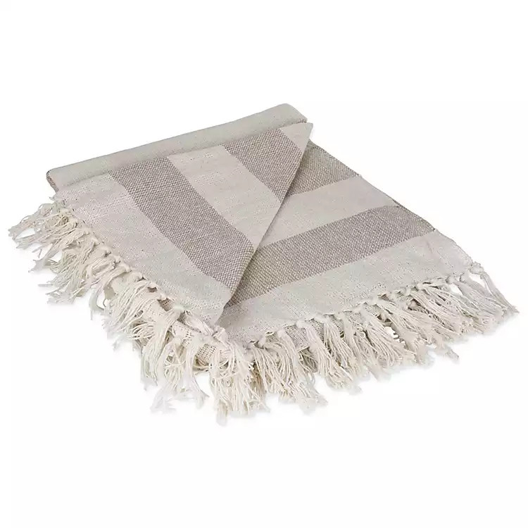 Stone Cabana Stripe Throw | Kirkland's Home
