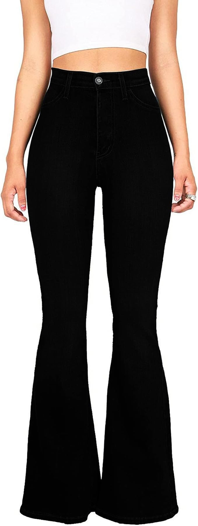 High Waisted Bell Bottom Jeans for Women Black Flare Jeans Retro Bootcut Jeans Stretch Wide Leg D... | Amazon (US)