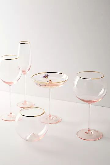 Gilded Rim Red Wine Glass | Anthropologie (US)