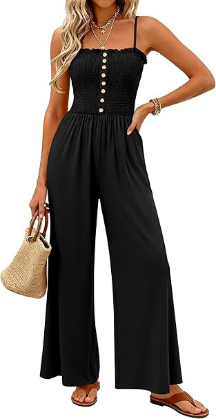 PRETTYGARDEN Jumpsuits for Women Dressy 2026 Summer Sleeveless Casual Wide Leg Rompers Spring Cru... | Amazon (US)