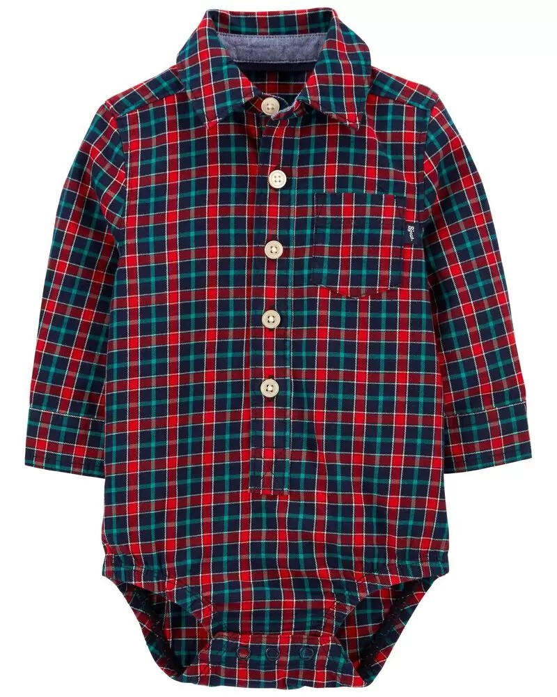 Plaid Button-Front Bodysuit | OshKosh B'gosh