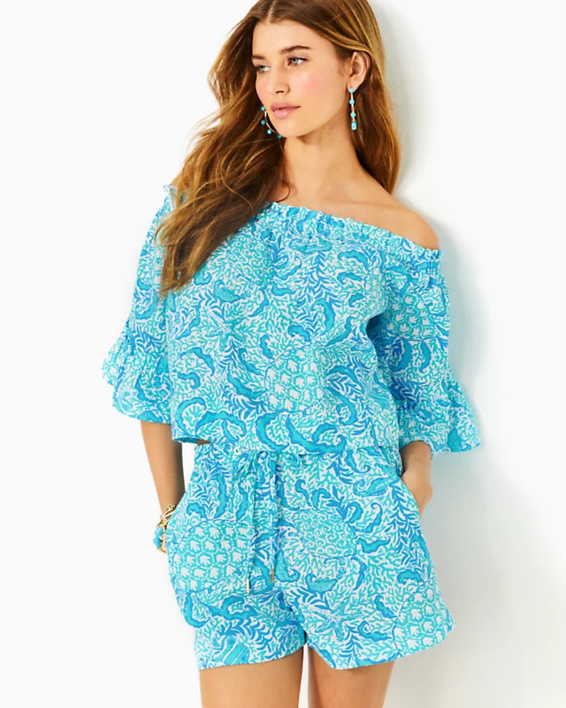Croix Off-the-Shoulder Linen Top | Lilly Pulitzer