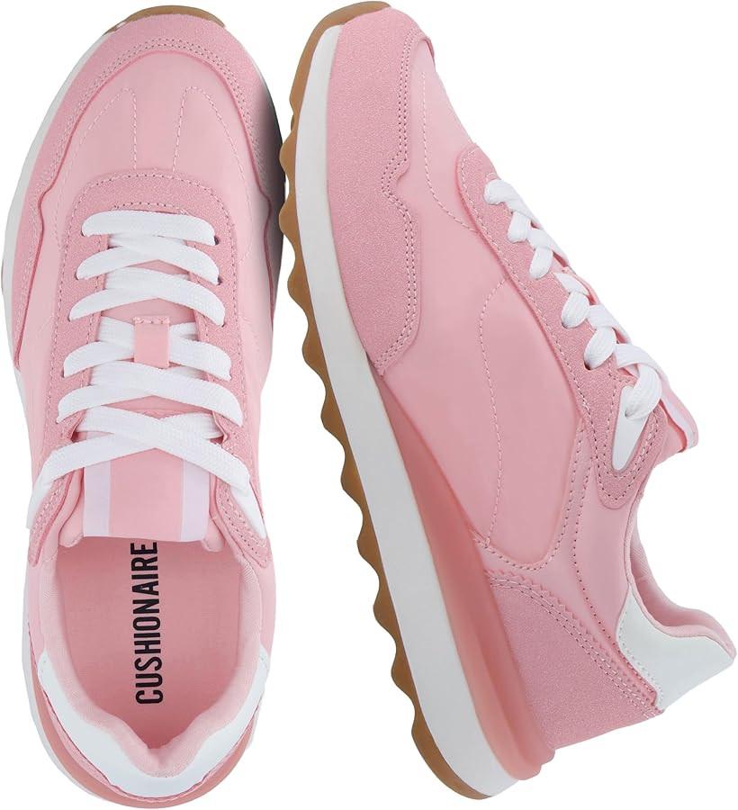 CUSHIONAIRE Women's Kicks lace up Nylon Sneaker +Comfort Foam, Wide Widths Available | Amazon (US)