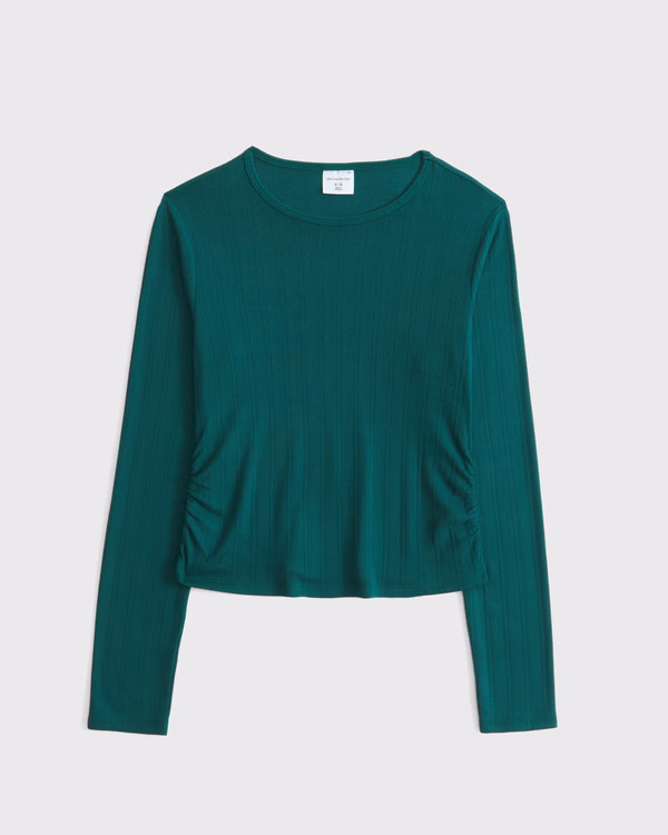 girls long-sleeve side ruched tee | girls tops | Abercrombie.com | Abercrombie & Fitch (US)