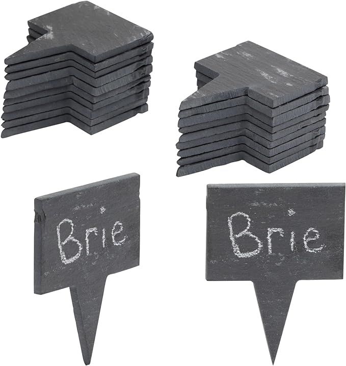 20 Slate Stone Cheese Labels for Charcuterie Board with 6 Chalks, 2 Storage Bags (28 Piece Set) | Amazon (US)