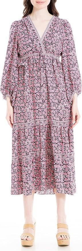 Max Studio Womens Long Sleeve Tiered Maxi Dress | Amazon (CA)