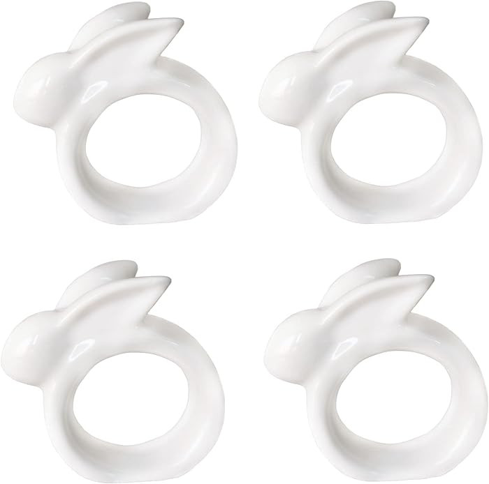 Porcelain Rabbit Napkin Rings - Easter Bunny Napkin Rings Holder, Set of 4 Vintage White Bunnies | Amazon (US)