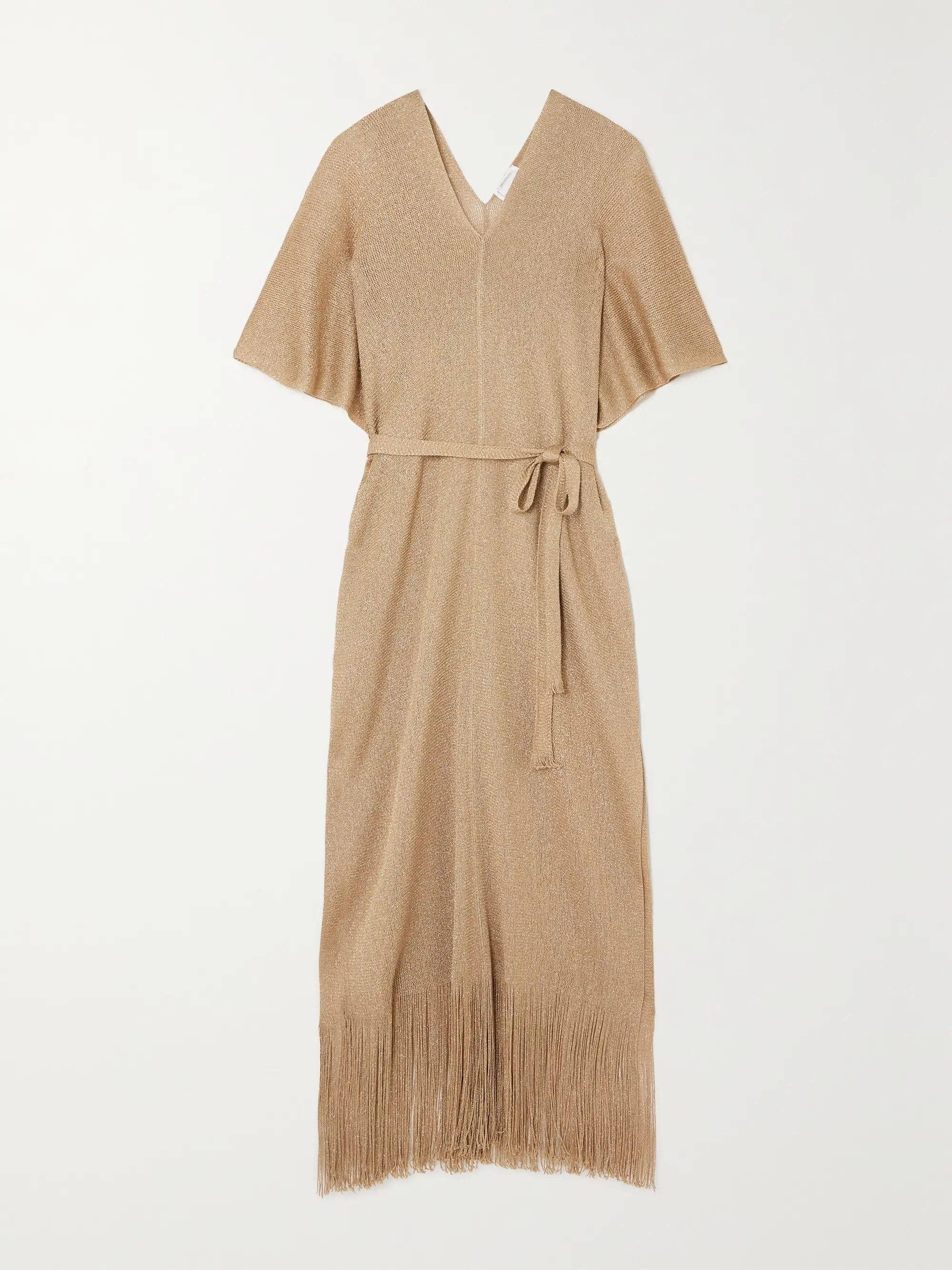 Macao belted fringed metallic open-knit kaftan | NET-A-PORTER (US)