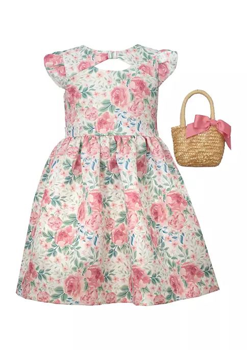 Toddler Girls Floral Dress with Handbag | Belk
