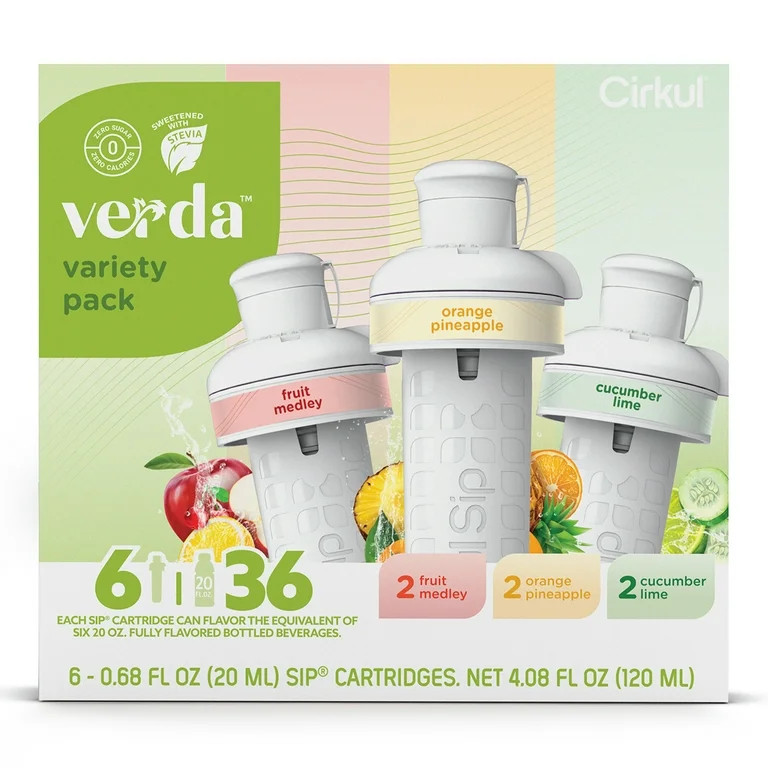 Cirkul Verda Flavor Cartridge Variety Pack, 6-Pack (2 Orange Pineapple, 2 Fruit Medley, 2 Cucumbe... | Walmart (US)