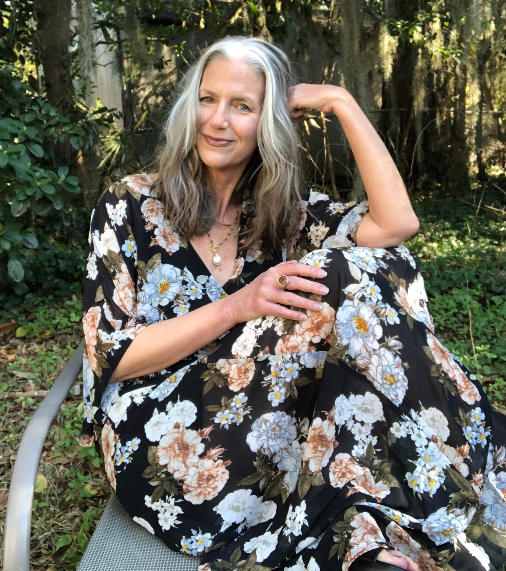 knee length dresses for ladies Baltic Born Womens Kia Kimono Maxi Dress | Deep Topaz Floral main image 0